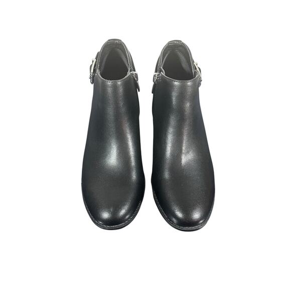 Vionic Millie Black Leather Ankle Boots Size 7.5 Orthotic Comfort Zip Booties - Picture 3 of 10